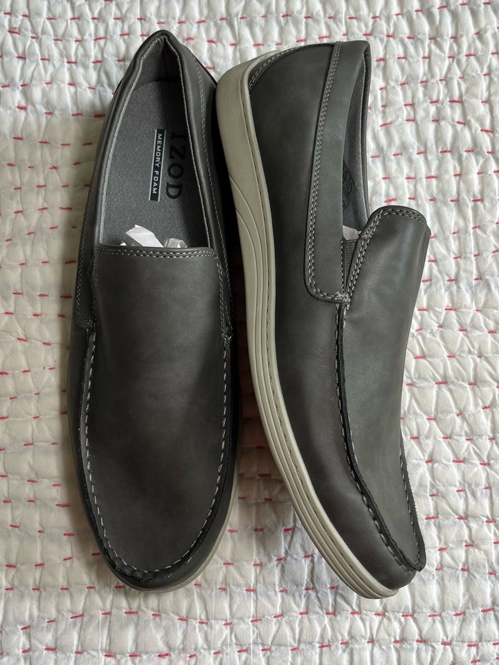 Izod Men’s Gray Slip-On Loafers with White Sole